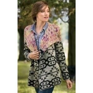 Soft Surroundings Size EST S Calais Cardigan Medium Aztec‎ Printed Long Sleeve